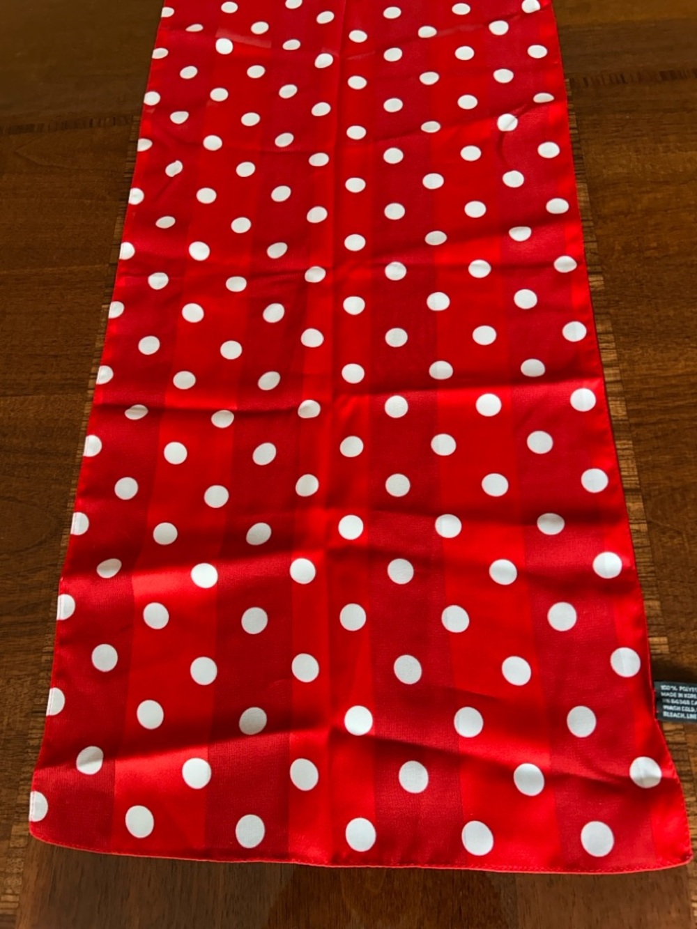 Red and White Polka Dot Scarf Korean 13“ x 57“ - Picture 7 of 9